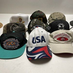 Mens Hat Lot 9 Pc USU Ohio State Super Bowl Pebble Beach Bebes Casino Snapback